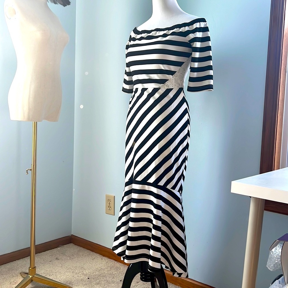 Black and white dress mermaid tail unique waist design
